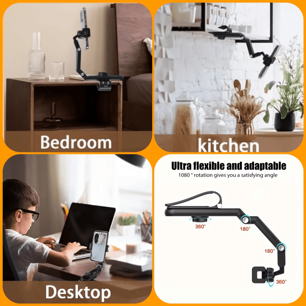 Car Phone Mount with 1080° Rotating Sun Visor Clip, ABS Material, Suitable for Various Environments: Bedroom, Kitchen & Car