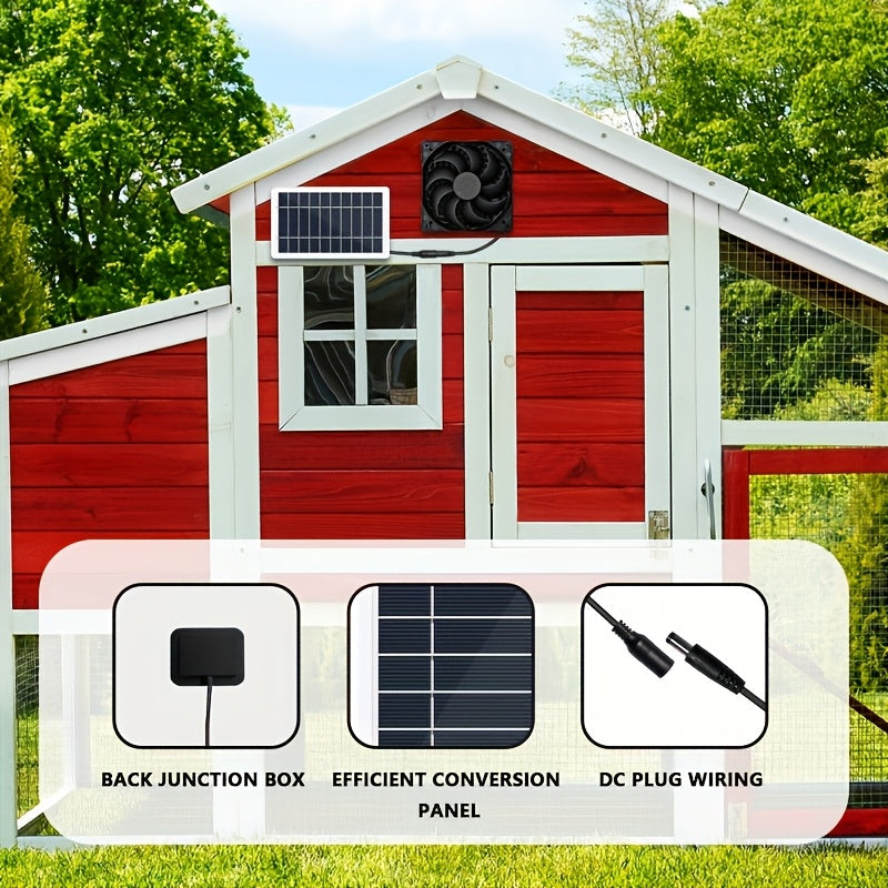 2W Portable Solar Fan, Solar Panel Fan Kit, Solar Powered Dual Fan Ventilation System, Specially Designed for Chicken Coop, Rabbit Hutch, Pet Shed, Greenhouse Air Purification, Tent, RV and Outdoor Workshop, Enhance Air Circulation