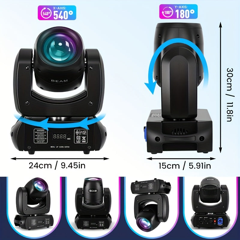 120W beam light, DJ lights, black moving head light, DJ lighting, moving head light, spotlight, LED stage light - LED DMX512 control, with 8 colors and 8 gobo patterns, 18-facet prism, voice/sound activation, aluminum alloy housing