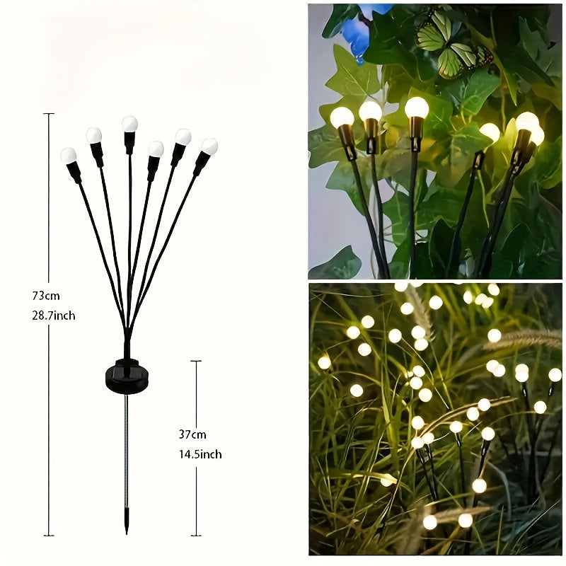 olar Firefly Light with 10/8/6 LEDs, IP54 Wind-Driven Lawn Light, Courtyard Garden Ground Light, Ambient Camping Light, Garden Decoration, Lawn Accent, Whimsical Lighting, Solar Light, Durable Plastic, LED Lawn Light, Wind Light