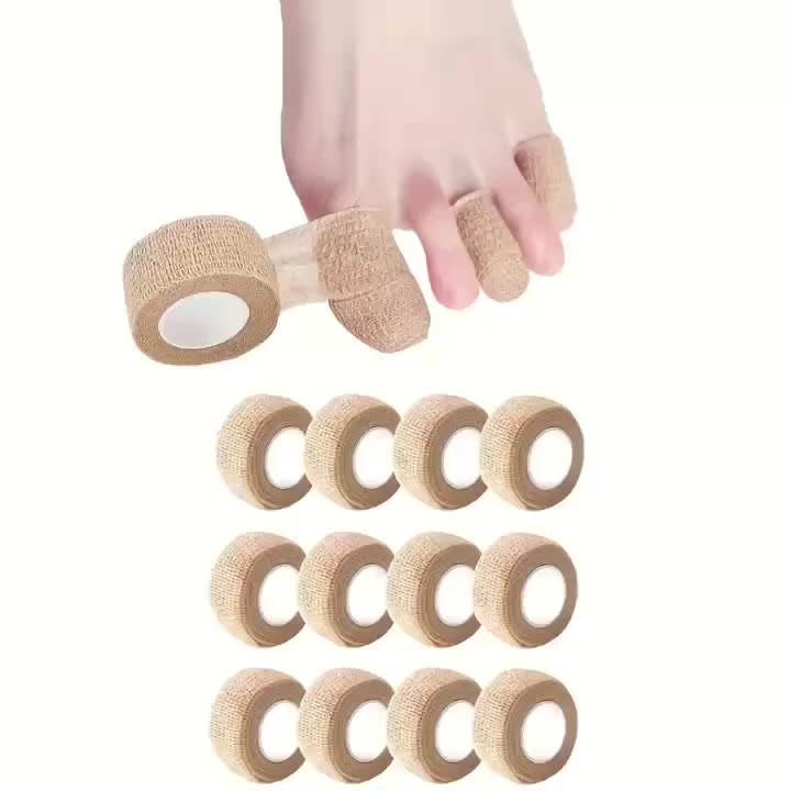 3/6/12卷手指/脚趾无纺布绷带，耐用弹性包扎带，自粘脚趾保护套，用于防止水泡摩擦并提供适当的包裹保护