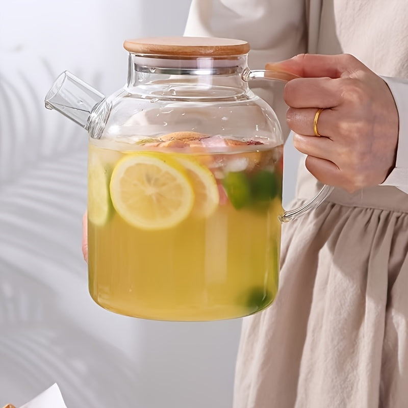 Clear Glass Teapot with Filter – Reusable, Microwave Safe, Lead-Free – Round Design, Perfect for Fruit Tea, Juice & Beverages – Recyclable, Heat Resistant – Ideal Gift for Christmas, Halloween, Easter, Hanukkah, Thanksgiving – No Pattern, Hand Wash Only