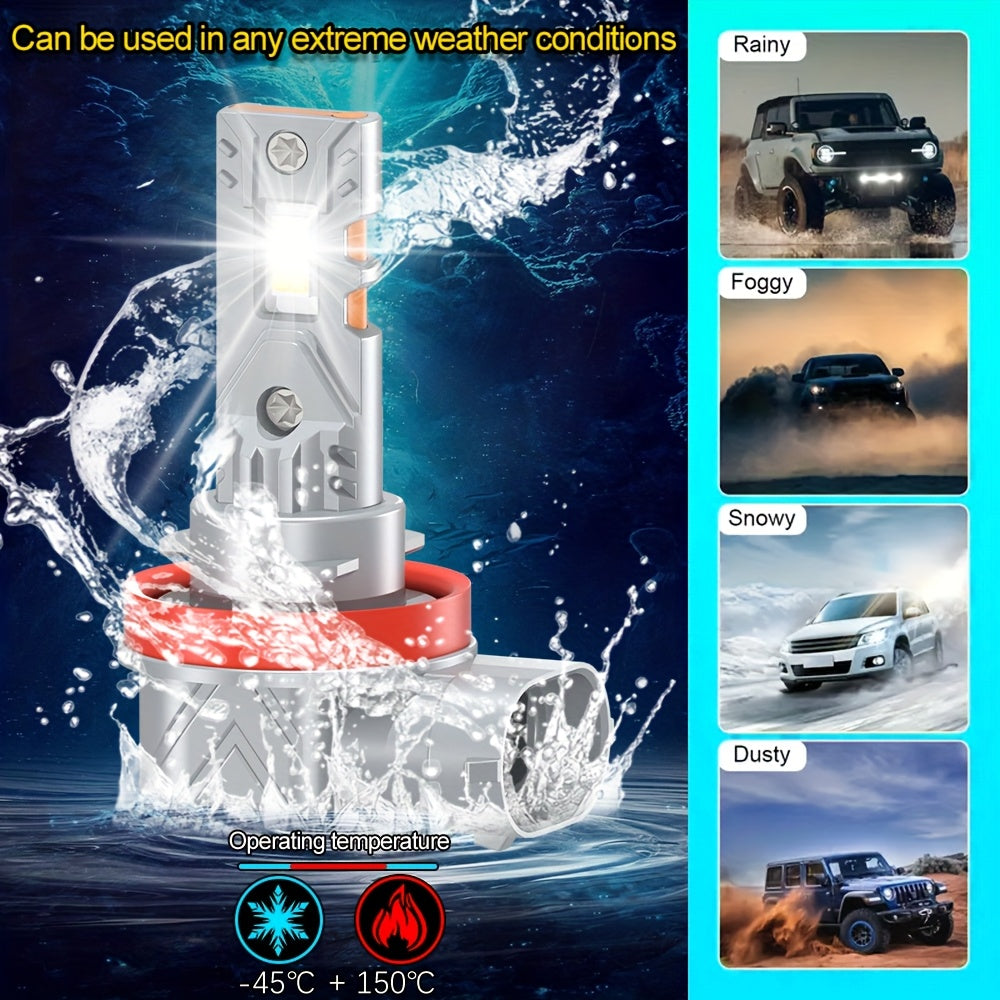 2Pcs LED Car Lights 9006/HB4 9005/HB3 H1 H4 H7 H11 High/Low Beam, 35000LM Bright CSP Car Light 6000K White Light, 800% Brighter, Efficient Cooling System, Aluminum Alloy Body, 12-24V, No Battery, Universal Fit