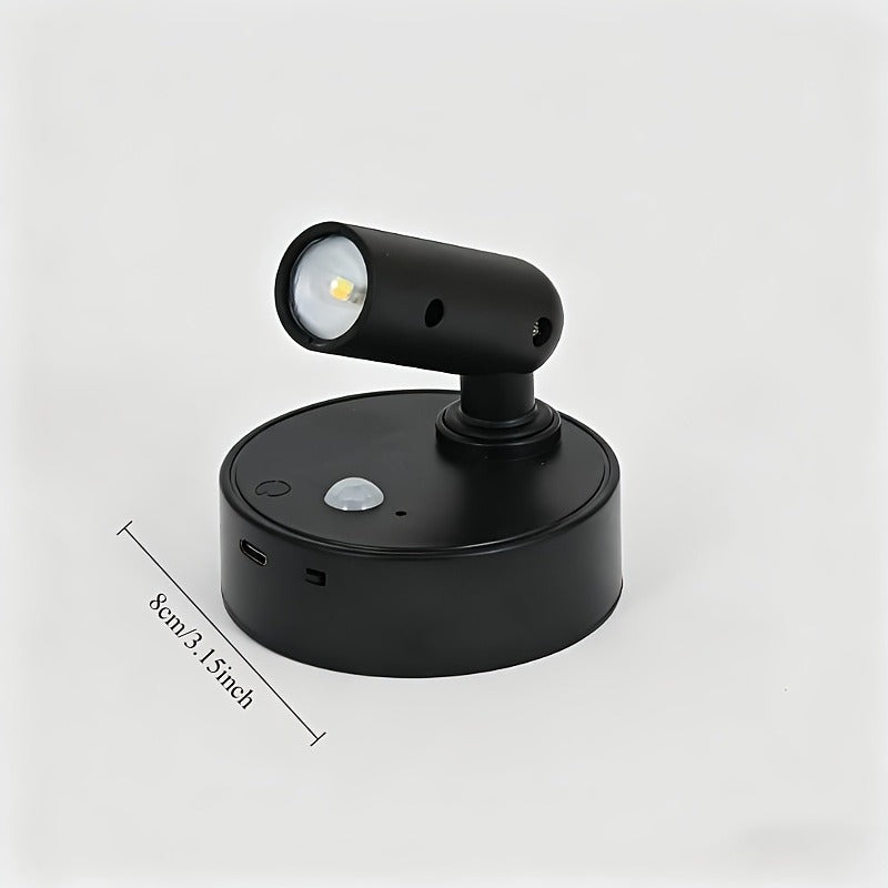 USB Rechargeable Drill-Free 350° Rotatable Three-Color Night Light, Motion Sensor Auto On, Multi-Angle Adjustable, Long Battery Life, Magnetic Portable Lamp, Ideal for Wardrobe Entryway Bedside Kitchen Cabinet Storage Room Desk Lighting