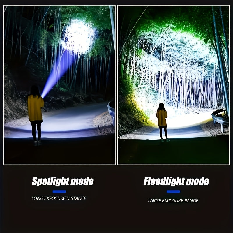 1Pc Super Bright Rechargeable LED Flashlight - High Strength Tactical Flashlight, USB Charging, 3 Light Modes, 1200mAh Long Lasting Battery, Ergonomic Grip Design, IP44 Waterproof