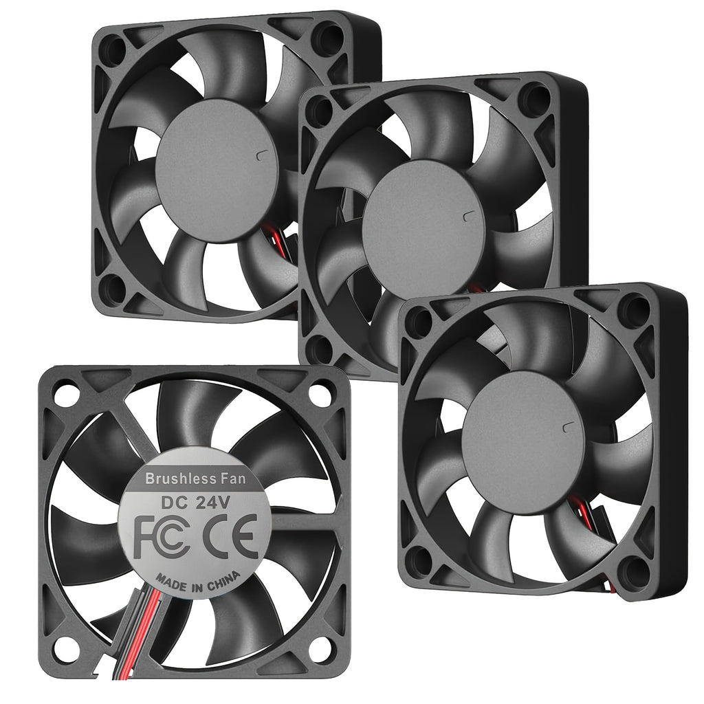 CLELO 4-Pack Mini Cooling Fans for 3D Printers – Brushless DC, 12V/24V, 2-Pin Connector, Ideal for Industrial Use