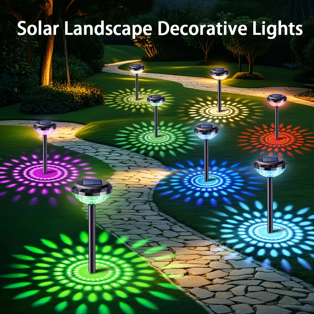 6-Piece Solar Courtyard Light, Outdoor Courtyard Path Light Shadow Light, Festival Wedding Atmosphere Decoration, Dusk to Dawn, Suitable for Garden, Courtyard, Path Festival Decoration, Wedding Atmosphere Decoration