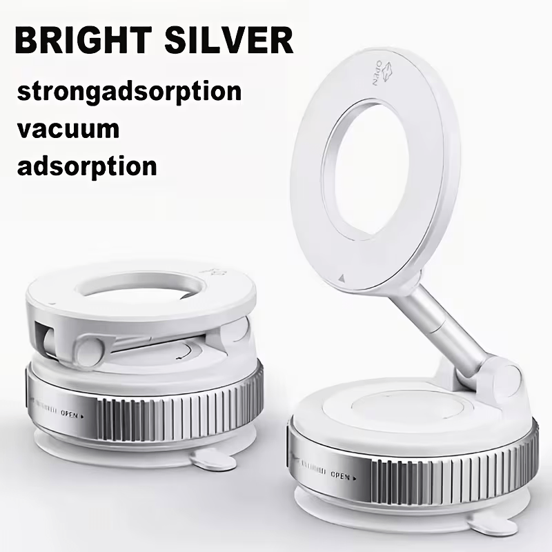Magnetic Phone Holder Set, Rotatable Car Vacuum Suction Cup Phone Mount, Telescopic Foldable, Rotating Magnetic Phone Stand. Made of Alloy Steel with Super Strong Suction Cup.