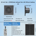 Solar Fan with Battery - 4/6/8 Inch, Gray | Includes 25W Solar Panel and 4000mAh Lithium Battery Kit, Suitable for Greenhouse Cooling, Shed, Chicken Coop and Pet House Ventilation