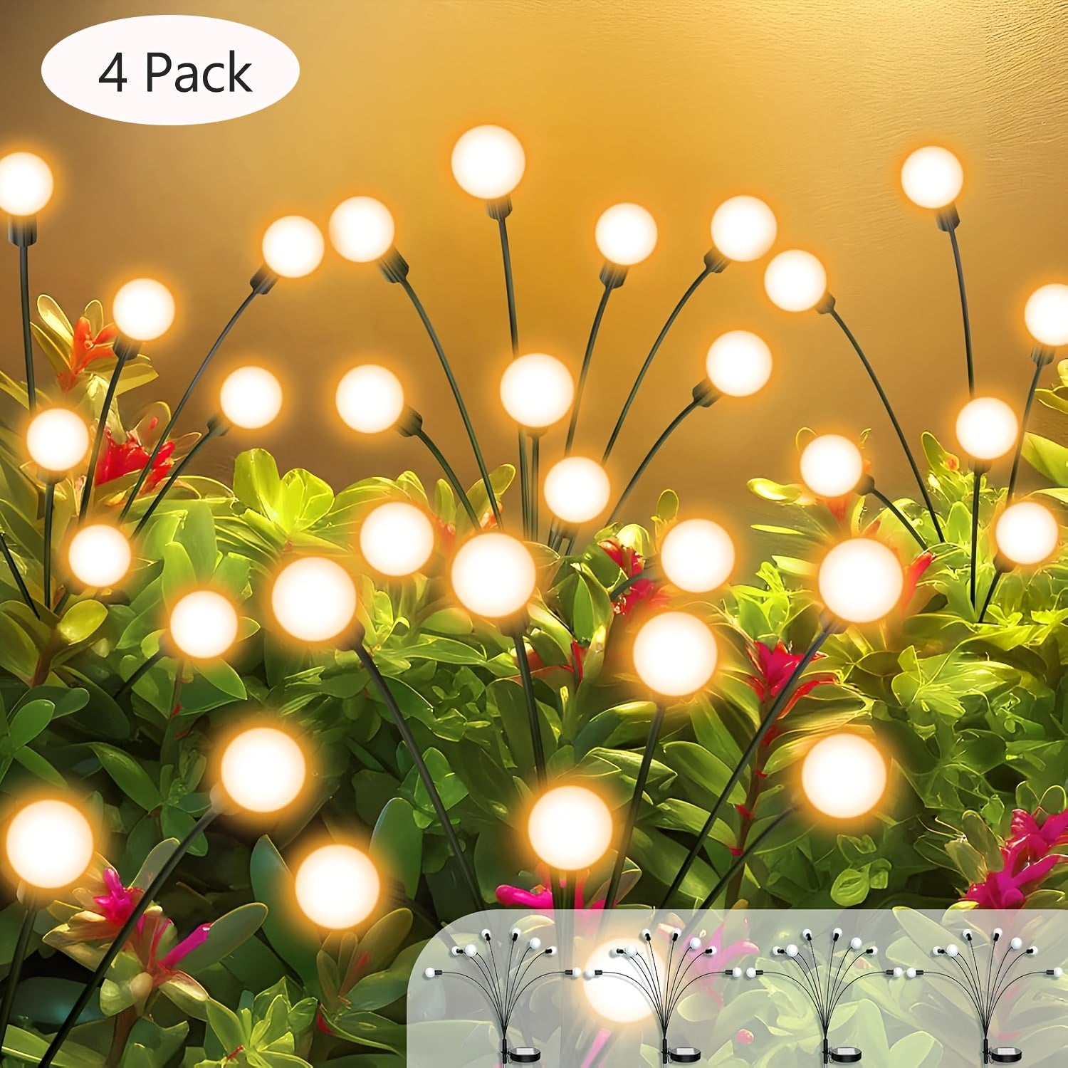 Solar Courtyard Light, 2/4/6/10/12 Pack Solar Outdoor Light, Outdoor Decorative Light, IPX5 Waterproof Swinging Solar Light, Firefly Light for Yard & Pathway, Large Bulb Swinging Solar Light