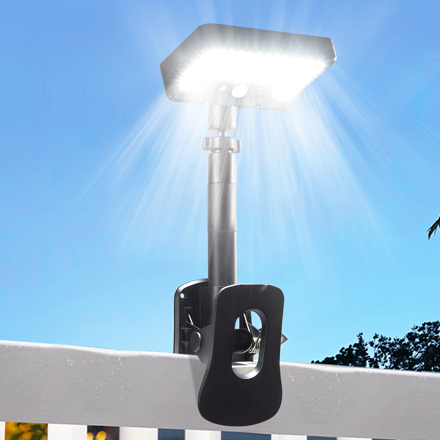2/1 Pack Solar Outdoor Light Clip-On Solar Outdoor Light with Motion Sensor, 92 LEDs 600 Lumens Solar Waterproof Outdoor Fence Light, Solar Light for Chain Link Fences, Patios, Gutters, Camping, Home Christmas Decoration