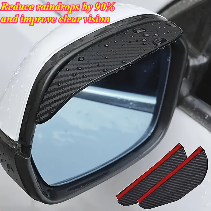 2pcs Car Side Mirror Rain Visor – Thickened Carbon Fiber Texture Rain Cover, Waterproof & Anti-Fog for Enhanced Clear Vision, Reinforced Edges for Durable Mirror Protection. Ideal for Rainy & Night Driving. Universal Fit Auto Modification Accessory