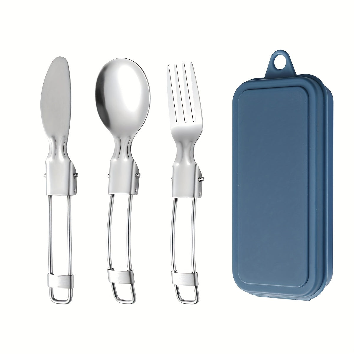 3-Piece Stainless Steel Foldable Knife Fork Spoon Set – Portable, Polished, Perfect for Outdoor Camping, Christmas, Easter, Father‘s Day, Labor Day – Foldable Spoon Fork Knife Set