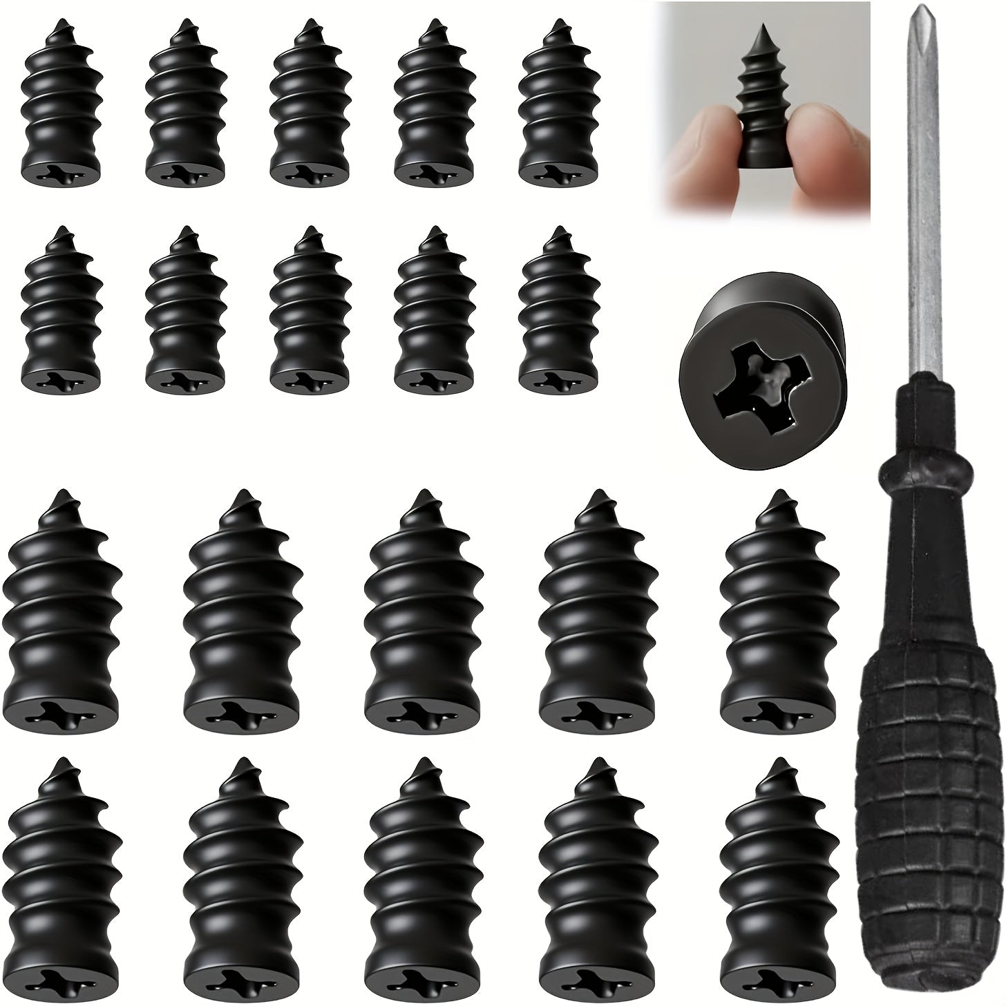 2025 New Vacuum Tire Repair Nail Set (2 Sizes Included) – Spiral Tire Repair Plugs, Fast Self-Service Tire Repair Tool for Cars, Motorcycles, Trucks (40/20-Piece Pack)