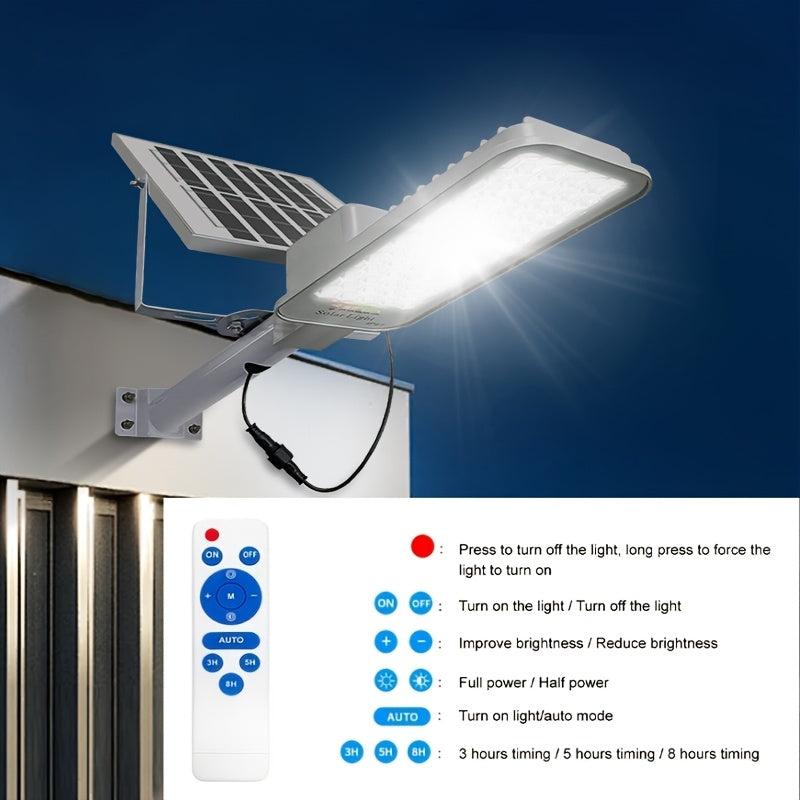 Solar Street Light - with Remote Control, 5000mAh Battery, 252 High-Brightness LED Beads, Outdoor Garden Sunroom, Porch and Courtyard Wall Light, Solar Street Light, High Power Illumination, Wall-Mounted Exterior Wall Light