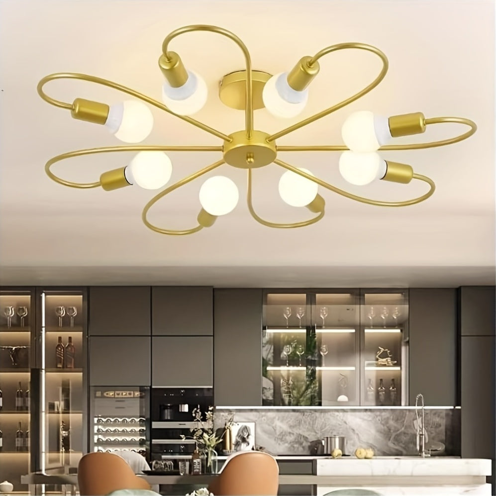 Modern Black Floral Ceiling Light, Perfect for Kitchen, Dining Room, Hallway, Bedroom, Café, Restaurant, and Any Space You Like (Bulb Not Included)
