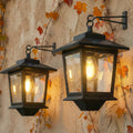 2-Pack IP44 Waterproof Solar Outdoor Wall Light - Dusk to Dawn LED Wall Light with 4 Solar Panels and Hooks, Rust-Proof Design and Replaceable Bulb, Bright Decorative Solar Light for Yard, Perfect Holiday Gift