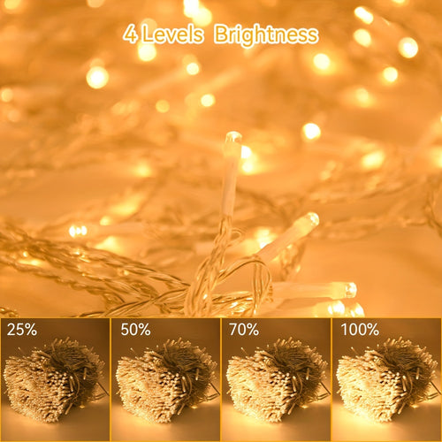 1000 LED 灯串，带 8 种模式和定时器 - 户外/室内仙女灯，带遥控器，120V 插头和电池供电（不可充电）- IP44 防风雨，圣诞装饰，万圣节，感恩节，情人节，新年，圣诞节