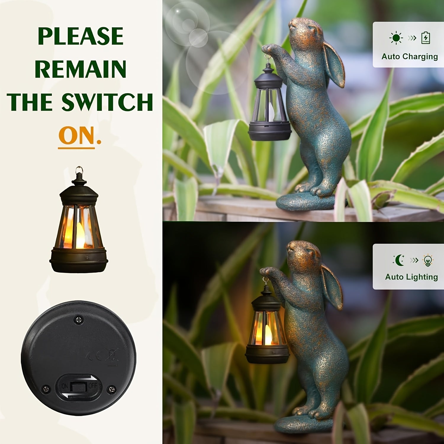 Rabbit Holding Lantern Solar Light