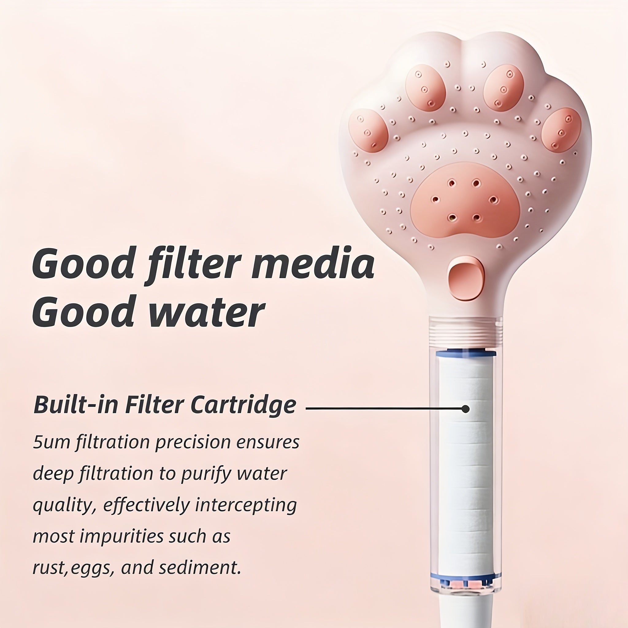 1 Adjustable Handheld Showerhead, Claw-Shaped Design, 3-Speed Massage, for Bathroom, Wall-Mounted & Hanging, Plastic Material, Shower Use Only