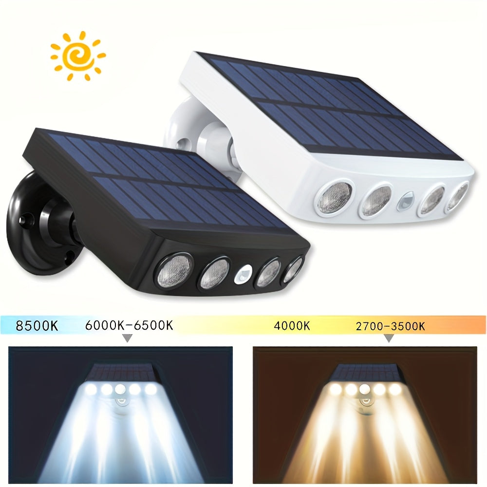 Solar Security 4 LED Light Outdoor Decorative Sensor Motion 3 Lighting Modes Street Light Built-in 18650 Lithium Battery Wall Night Working Light IP44 Solar Daylight Garden Light Super Bright Solar Security Light Garden Courtyard
