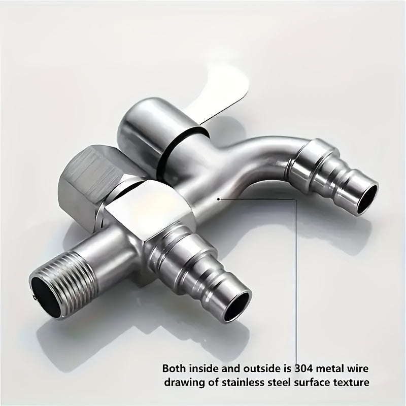 1pc 304 Stainless Steel Single-Outlet Faucet - Multi-Function Washing Machine Tap, for Connecting Washing Machine, Bathroom Extension, Bathroom Hardware