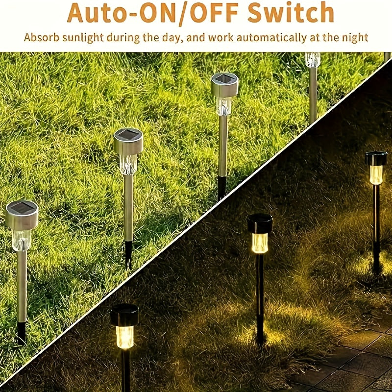 10-Piece Outdoor Stainless Steel Solar LED Light Set. Garden Decoration, IPX4 Waterproof Rating Solar Landscape Light. Suitable for Patio, Lawn, Walkway, Courtyard, Garden, Festivals, Parties, Gatherings