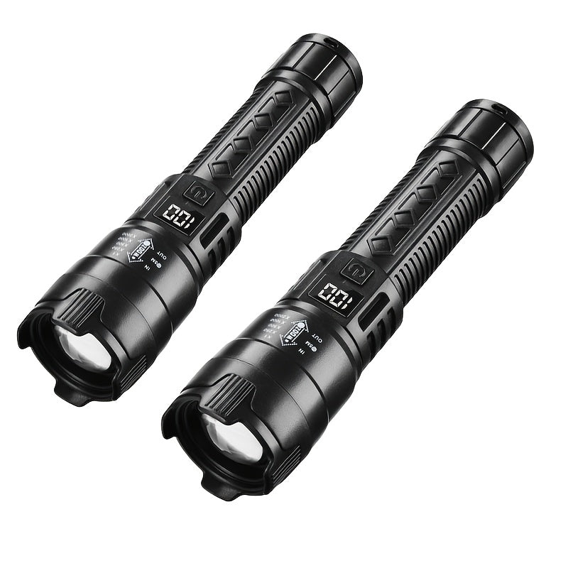 IPX6 USB Rechargeable New Flashlight, Long Lasting Battery, Multiple Adjustable Brightness Modes, Ideal for Camping, Power Outage, Home Use, Night Fishing and Emergency Gear