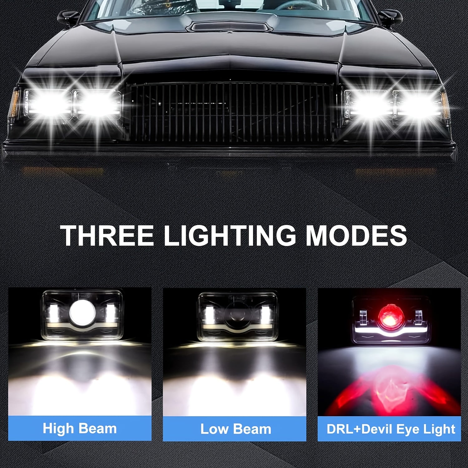 4x6 Inch LED Headlight High/Low Beam Daytime Running Light Square Turn Signal Light Fit for GMC Chevy Car Jeep Motorcycle Truck Front Light 12V 24V