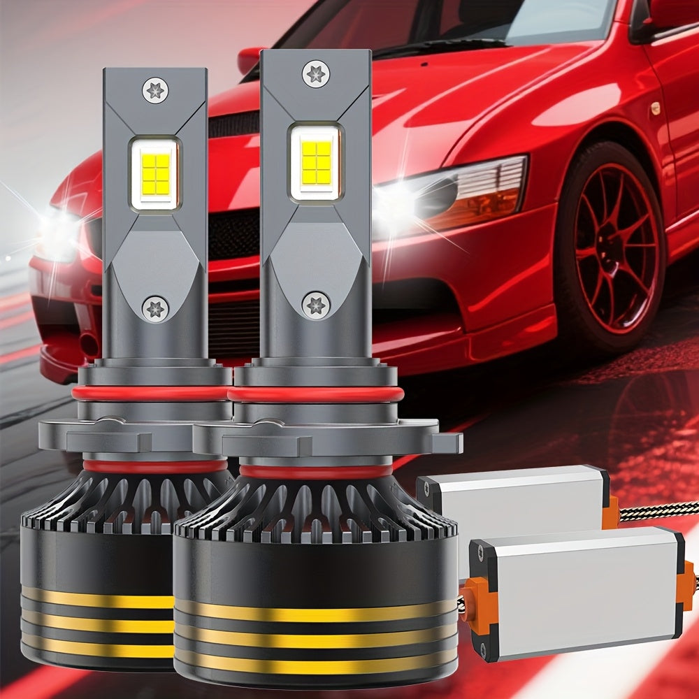 2PCS LED Motor Vehicle Headlight Bulbs, H7-QF009 H4/9005/H1/H4/9003/HB2/H11/9006/H1/9012, 3570 Chip, 800% Brightness, Easy Installation for Various Vehicles, with External Driver Canbus Plug-and-Play