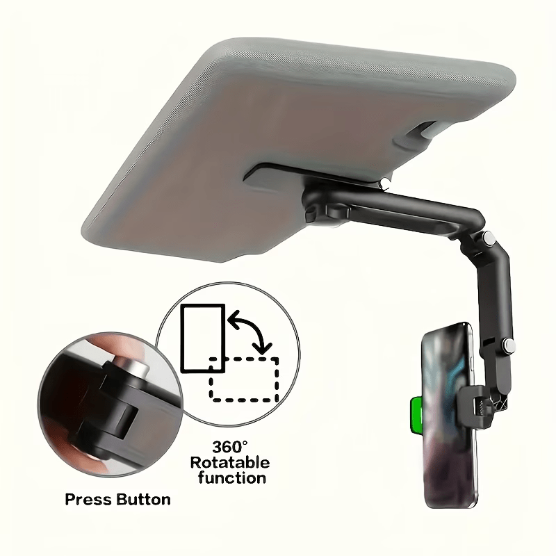 Car Phone Mount with 1080° Rotating Sun Visor Clip, ABS Material, Suitable for Various Environments: Bedroom, Kitchen & Car