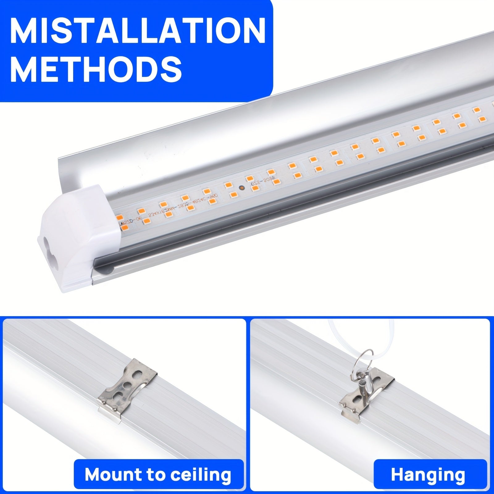 Indoor Plant Grow Light, 4ft T8, 270W (6 x 45W, 1620W Equivalent), Full Spectrum Sunlight Plant Light, LED Indoor Plant Grow Light for Greenhouse, 6-Pack