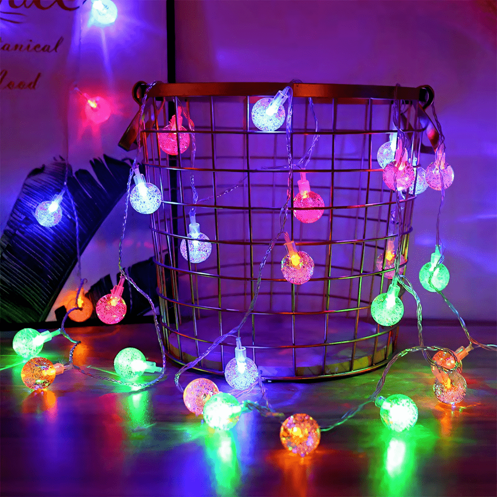 1件，多彩泡泡球串灯，40/20/10LED，水晶球泡泡球童话灯串，悬挂，适用于家居装饰，房间、卧室、派个、婚礼、生日、秋季冬季装饰、墙壁装饰、感恩节、圣诞节