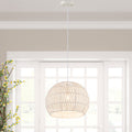 Modern Handwoven Paper Pendant Light with Adjustable Hanging Rope and Removable Metal Frame and Woven Shade, Compatible with E26 Bulbs (Bulb Not Included), 120V Hardwired Ceiling Light, Suitable for Kitchen, Bedroom, Living Room