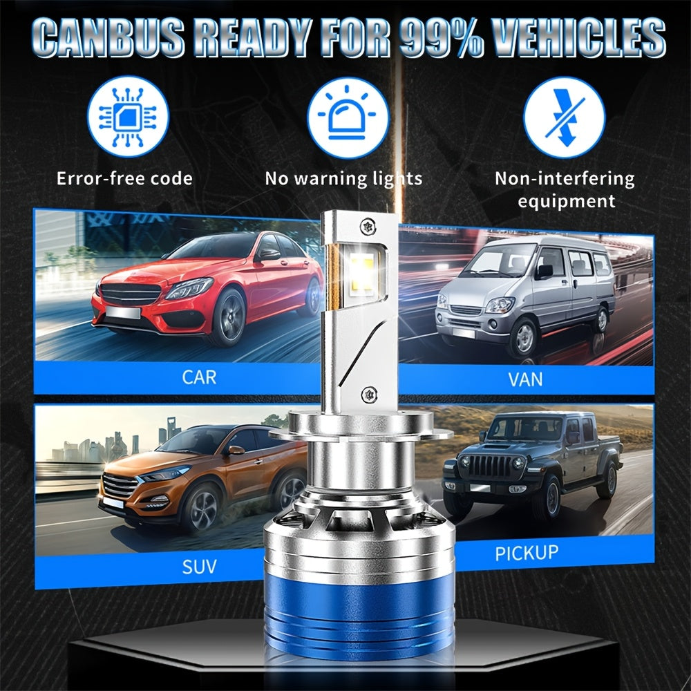CARLITEK 2-Pack H1/H1/H7 LED Headlight Bulbs, 5570 CSP Chip, with Fan Cooling, 6000K Cool White Light, 12V, 10000 Lumens