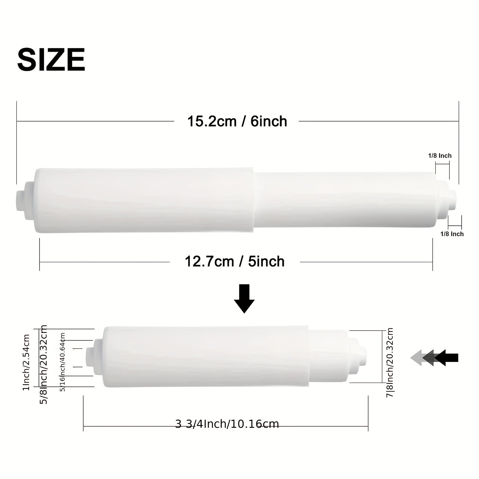 2-Piece White Adjustable Toilet Paper Holder Spring - Durable Plastic Replacement Roller, Easy Installation, Smooth Sliding & Rolling Replacement | Functional Decor | Spring Mechanism, Toilet Paper Roll Holder