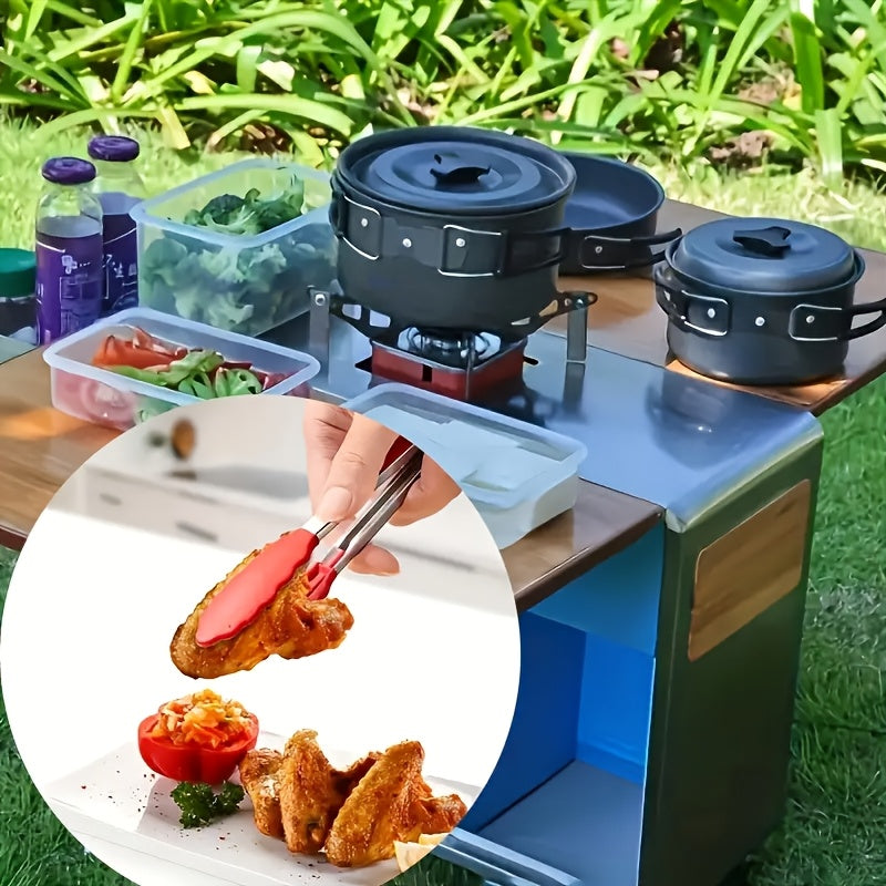 1PC Stainless Steel Food Tongs with Nylon Grip, 7 Inch Mini Heat Resistant Non-slip BBQ Tongs, Lockable Design Strong Grip, Ideal for Kitchen Cooking Outdoor BBQ Camping, Perfect Holiday Gift for Christmas Halloween Easter Thanksgiving Valentine's Day
