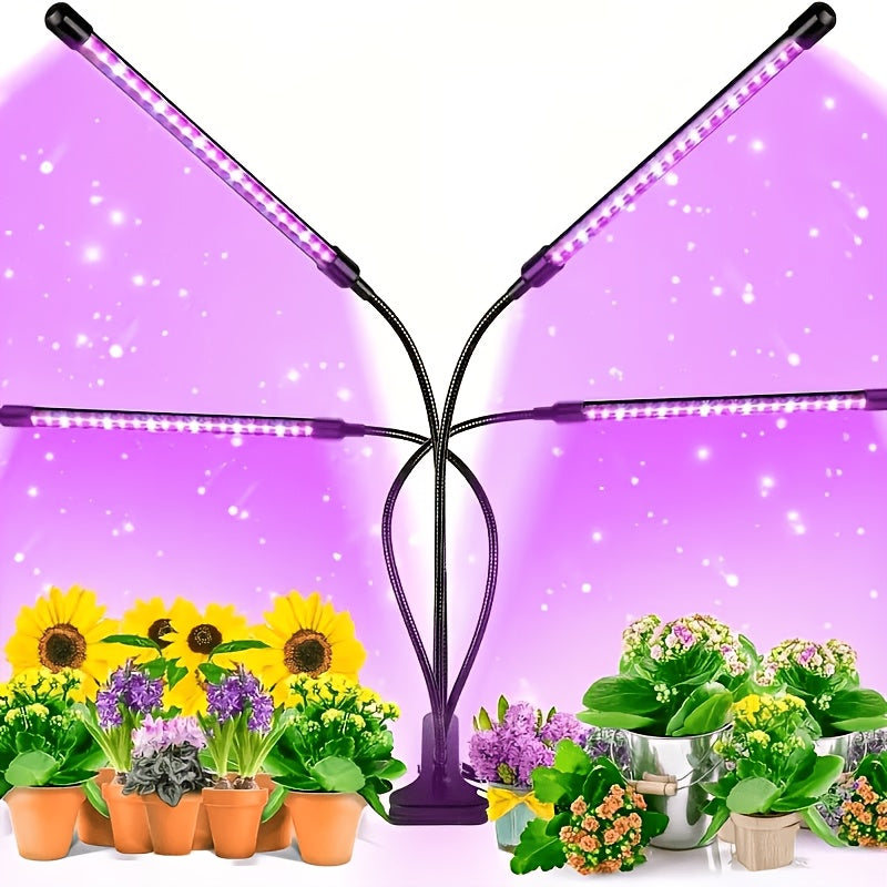 LED Plant Grow Light with 2/4/5/6 Lamp Heads, Full Spectrum Clip-On Grow Light for Indoor Plants, 5 Brightness Levels, 3/9/12H Timing Function
