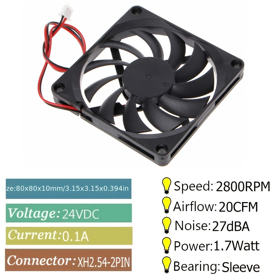 80mm Black Cooling Fan DC 5V 12V 24V 80mm×80mm×10mm 8010 DC Cooling Fan