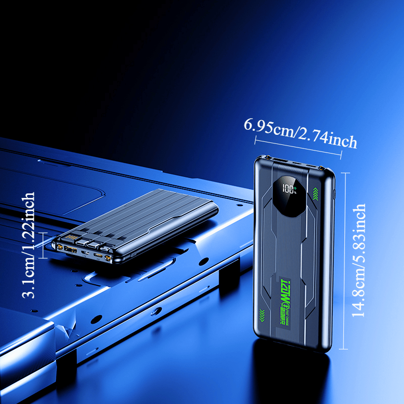10000mAh Portable Large-Capacity Power Bank | 22.5W Fast Charging, Built-in Digital Display, Multiple USB Cables, Flashlight, Outdoor Emergency Power Supply, Ideal Gift for Friends and Relatives