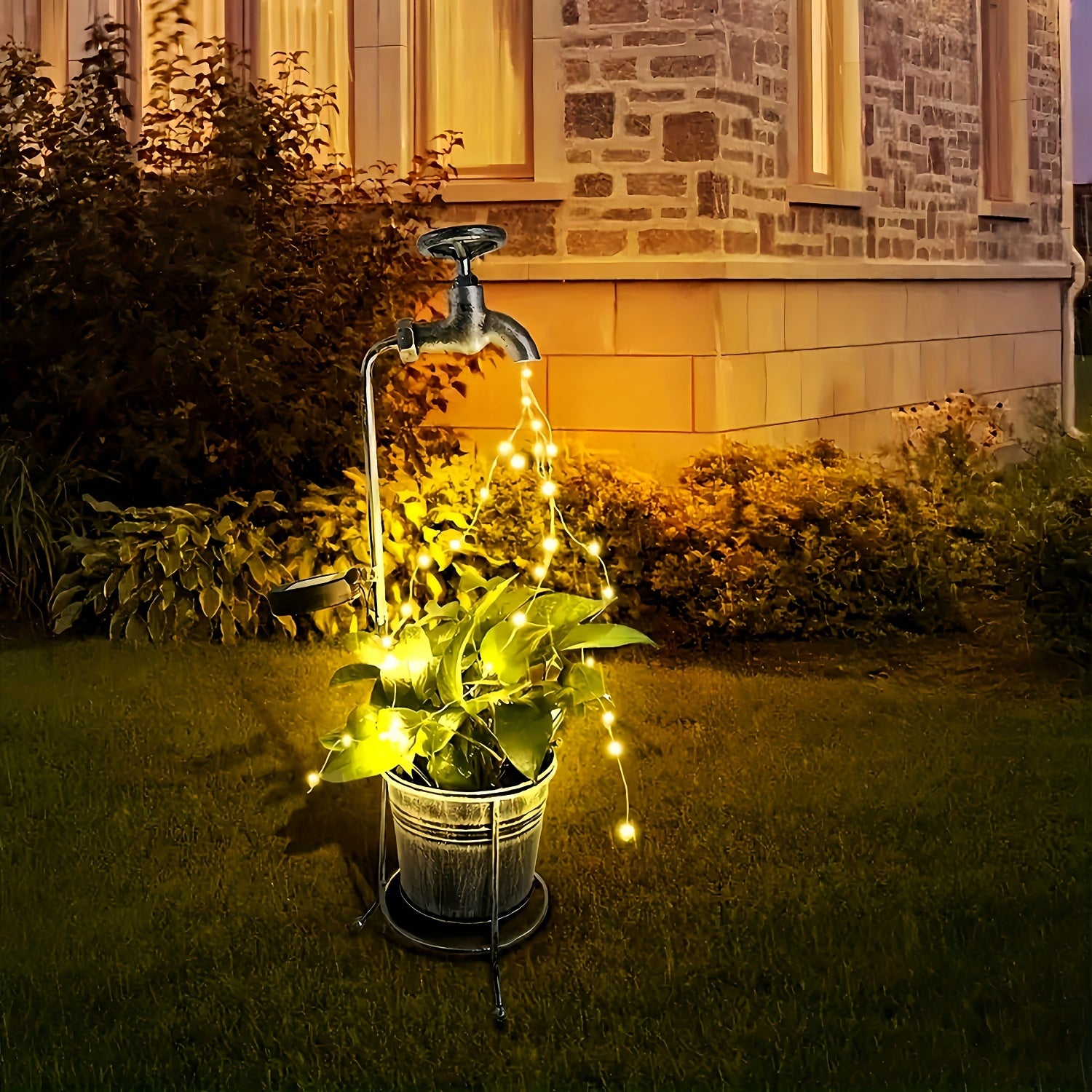 1 Piece, Solar Garden Light, Solar Garden Faucet Light Decoration, Waterfall LED Light, Solar Powered Outdoor Decoration, Room Decor, Home Decor, Wedding Decoration, Festival Decoration, Celebration Decoration, Outdoor Decor