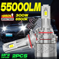 2-Pack LED Car Headlight Bulbs, Compatible with 9005/HB3, 9006/HB4, H1, H7 and H11 Models, 55,000 Lumens No CANBUS Error, 950% Brightness Increase, 6500K Cool White Light, Plug-and-Play, 60,000 Hours Ultra-Long Life