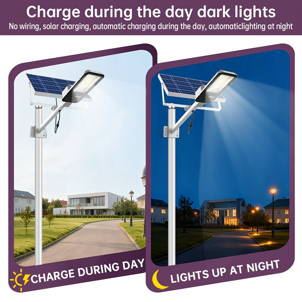 1 Piece Powerful Outdoor Solar Split Street Light, High Brightness Courtyard Lighting, Dusk-to-Dawn Auto On/Off, with 6000mAh, with Remote Control and Multiple Mounting Accessories, Perfect for Roads, Pathways, Courtyards, Parks