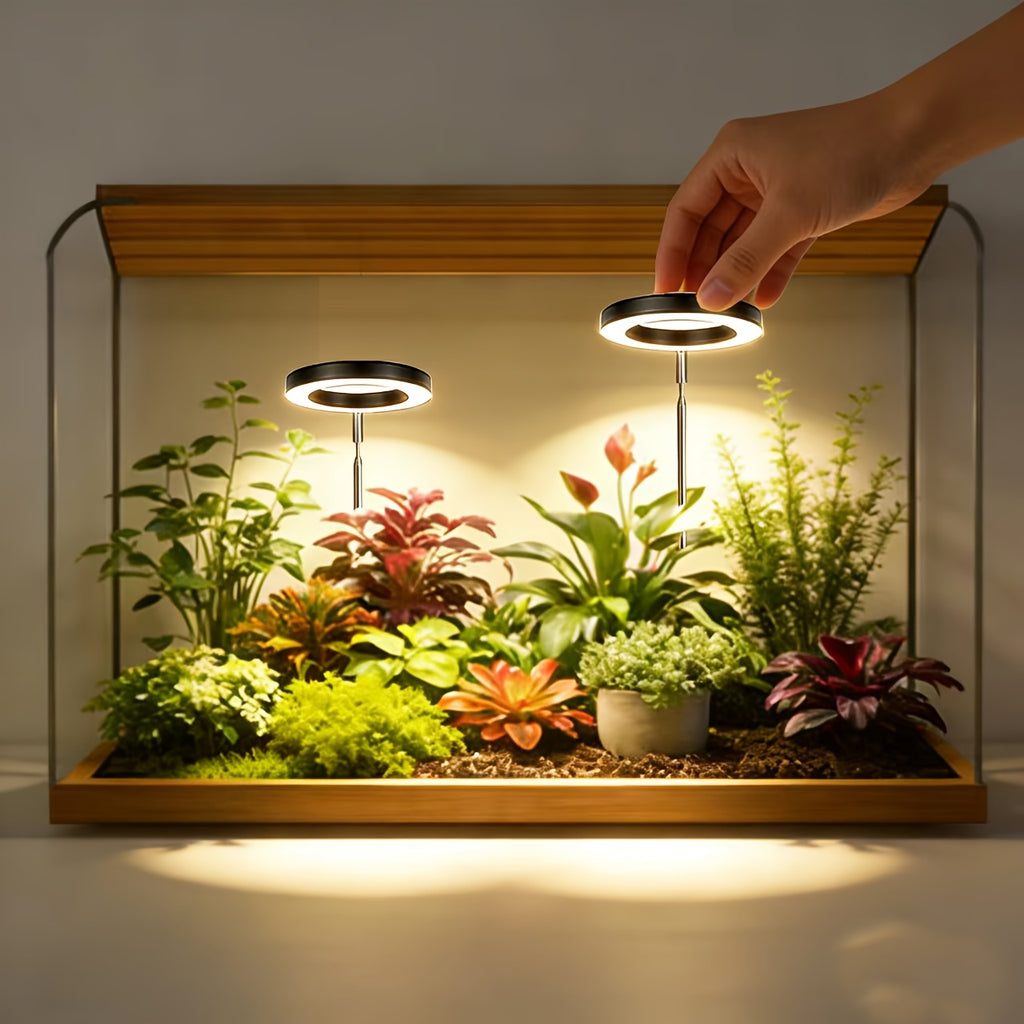 LED Plant Grow Light, USB 1-to-1/1-to-2 Dual-Spec Lighting, Timer/Stepless Brightness/3 Light Modes, Sunlike Full Spectrum, for Indoor Small-Medium Plant Seedling Cultivation