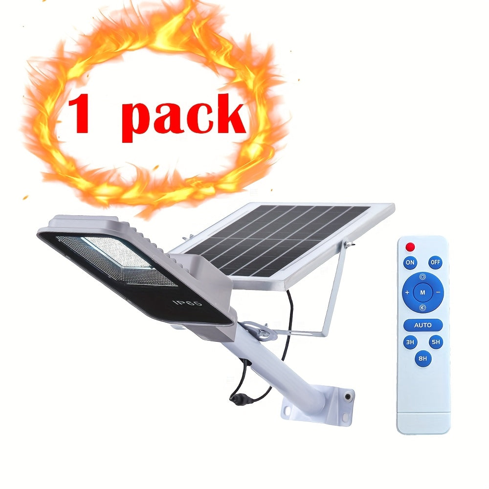 LED Solar Street Light, IP65 Waterproof, with 6000mAh Solar Wall Light 6500K Dimmable Remote Control, Outdoor Wall Light Perfect for Courtyard, Garden, Sidewalk, Street, Parking Lot