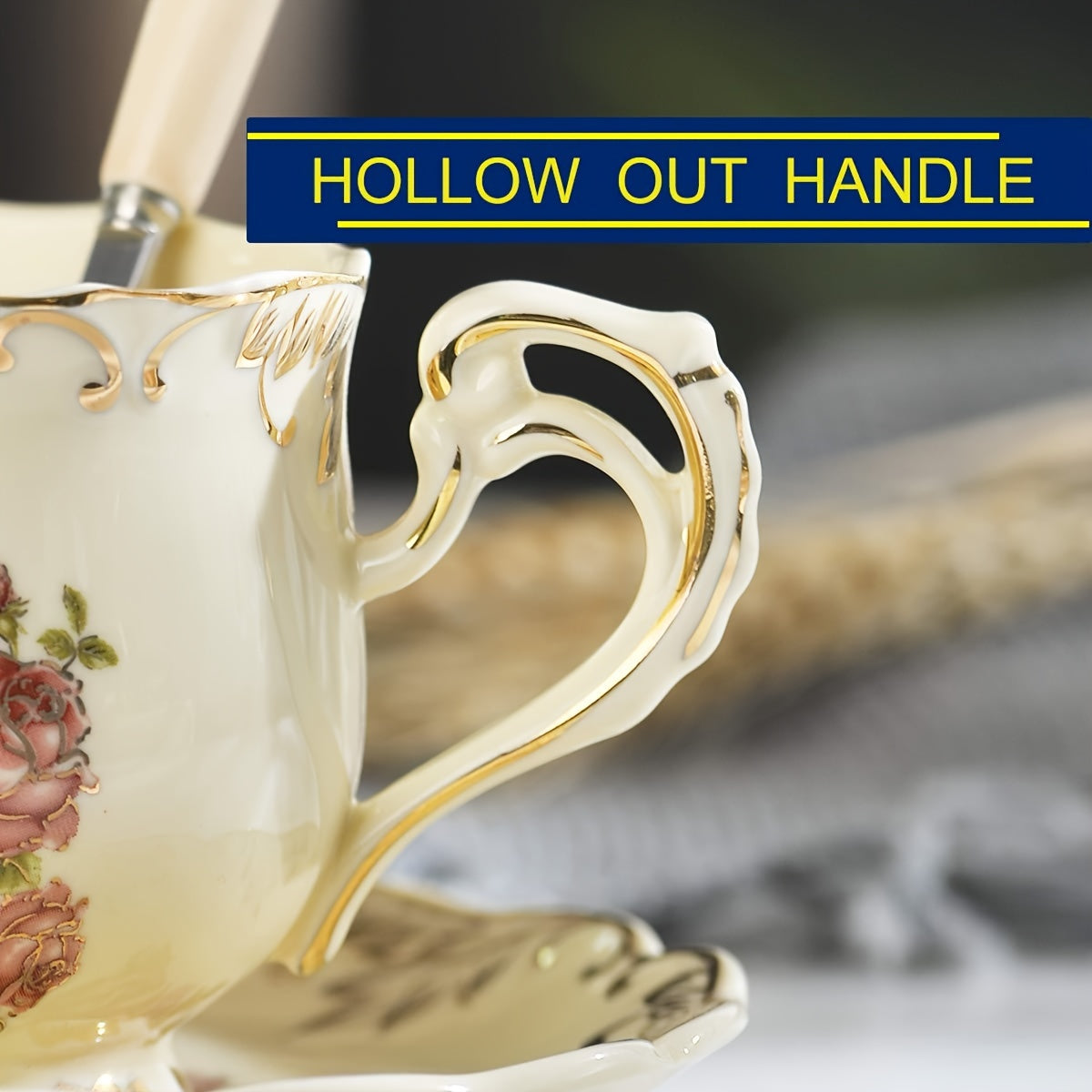 Exquisite Coffee Cup with Saucer & Spoon, Perfect for Home Kitchen, Decorative Piece for Large Parties, Romantic Cafés, Comes with Storage Box