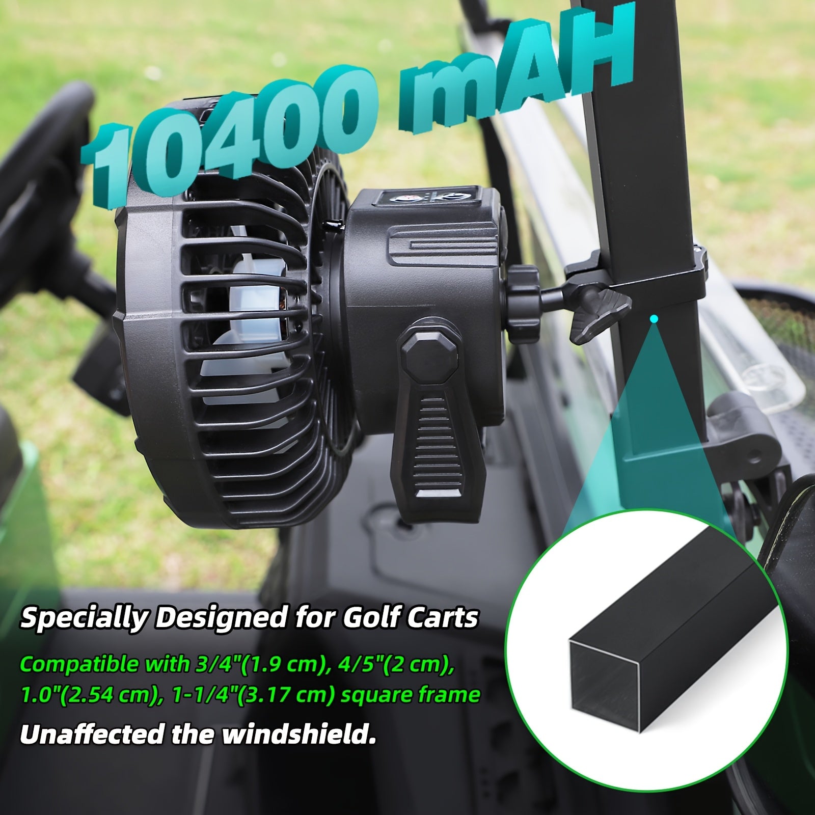 Golf Cart Fan, USB Rechargeable Portable Fan with Clip, 3 Speeds Strong Airflow, 360° Rotatable Silent Cooling Fan for Golf Cart Outdoor Camping Travel