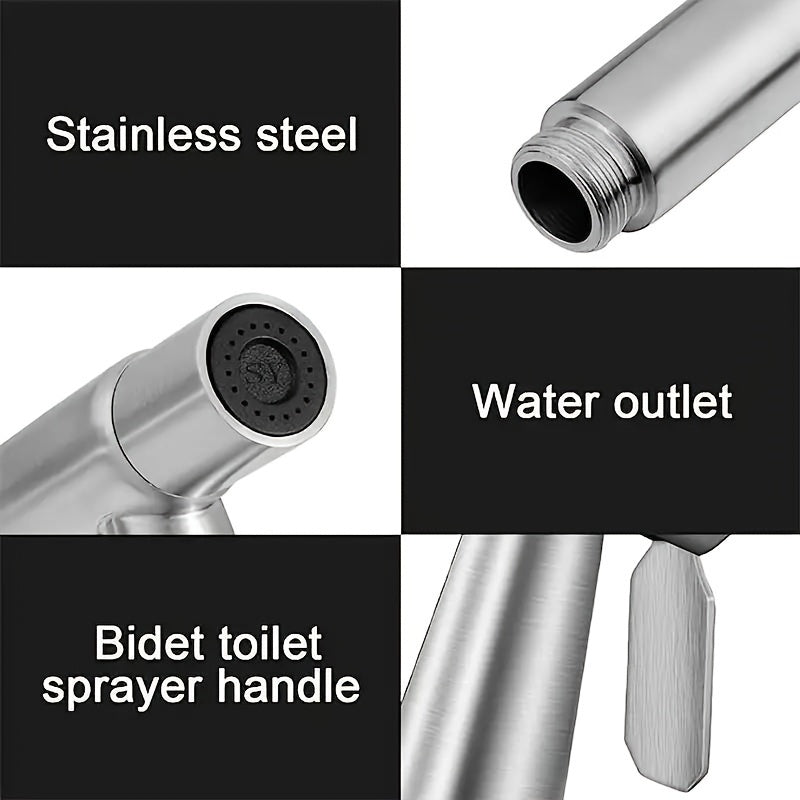 3-Piece Stainless Steel High Pressure Shower Head Set - With Handheld Bidet Sprayer & Bathtub Attachment, Modern Style, Diverter Control, Single Hole Deck Mount - Enhances Bathroom Cleanliness & Comfort