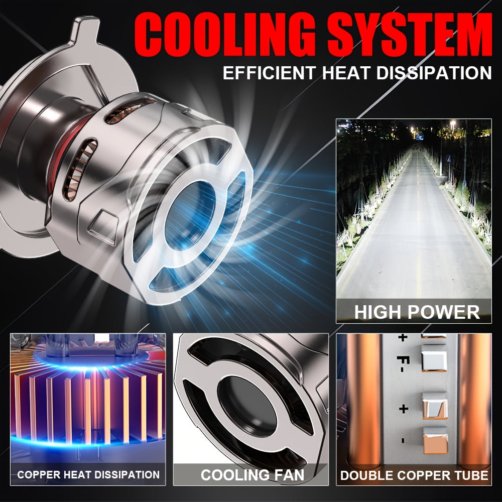 2PCS Car LED Headlight Bulbs - H11-O116, 59400LM, 300W, 7500K, 360° Beam Angle, 9570 CSP Chip, 1000% Brightness, H1, H4, H7, 9005, 9006, 9012, Plug-and-Play, No Battery, Driving Light, Spotlight