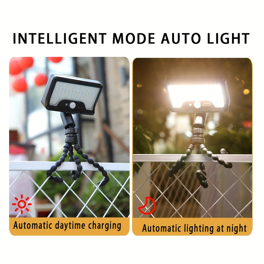 1PC Commercial Street Solar Motion Sensor Light, Solar Wall Light with Foldable Flexible Bracket, 92LED Street Light, 3 Modes Auto On/Off, Perfect for Outdoor Tree Branches, Tents, Camping, Tabletops, Walls, Streets, Garden Security Lighting